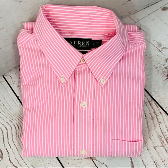 Lauren Ralph Lauren pink white stripe non iron - Picture 2 of 6
